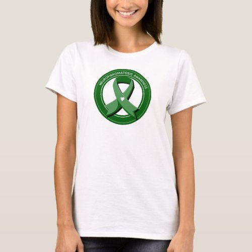 Green Awareness Ribbon White Heart T_Shirt