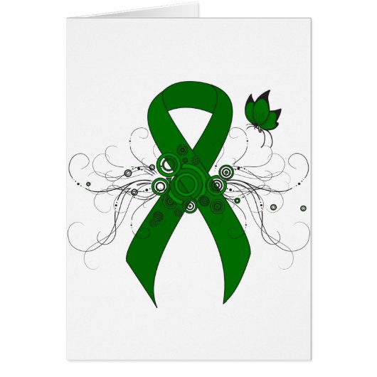 Green Awareness Ribbon with Butterfly Cards (Front)