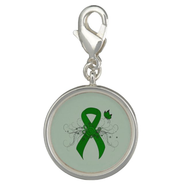 Green Awareness Ribbon with Butterfly Charm (Front)