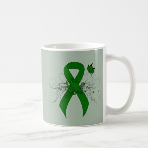 Green Awareness Ribbon with Butterfly Coffee Mug