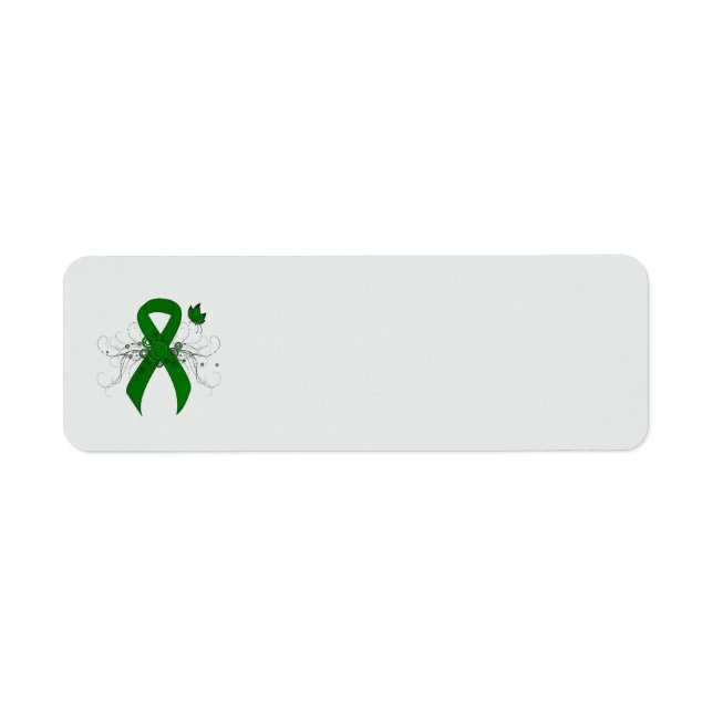 Green Awareness Ribbon with Butterfly Label (Front)