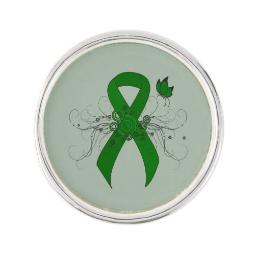 Green Awareness Ribbon with Butterfly Lapel Pin