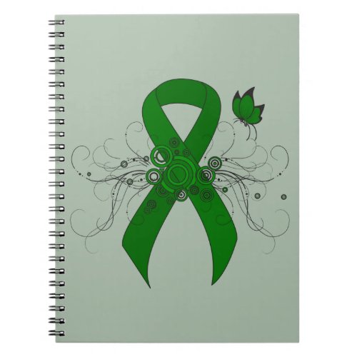 Green Awareness Ribbon with Butterfly Notebook