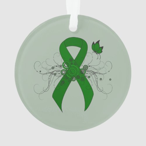 Green Awareness Ribbon with Butterfly Ornament
