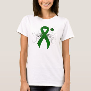 Green Awareness Ribbon with Butterfly T-Shirt