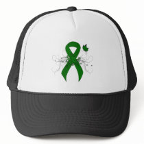 Green Awareness Ribbon with Butterfly Trucker Hat