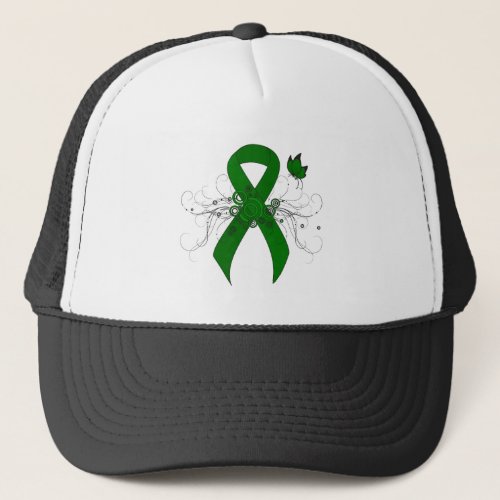 Green Awareness Ribbon with Butterfly Trucker Hat