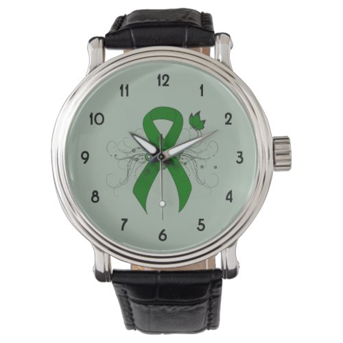 Green Awareness Ribbon with Butterfly Watch
