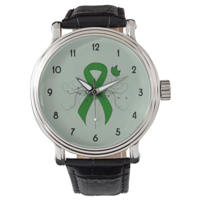 Green Awareness Ribbon with Butterfly Watch (Front)