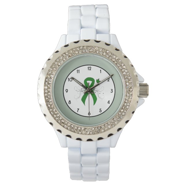 Green Awareness Ribbon with Butterfly Watch (Front)