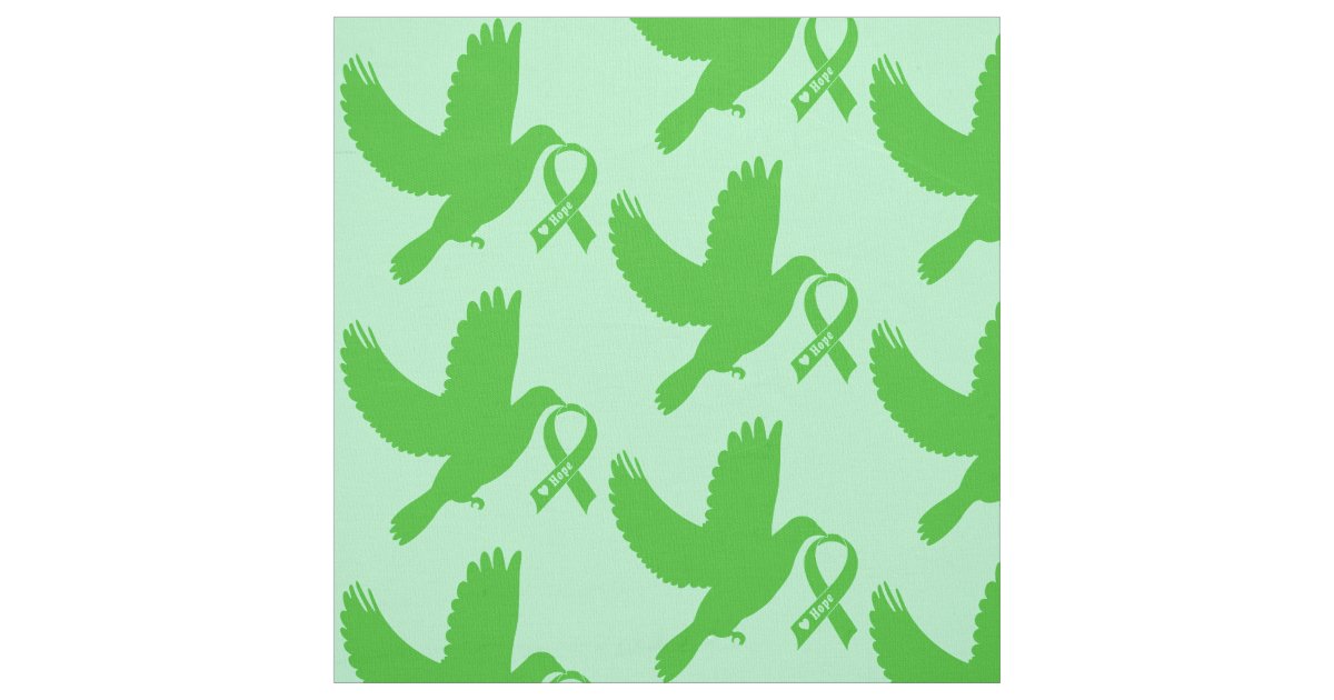 Green Awareness Ribbon with Dove of Hope Fabric Zazzle