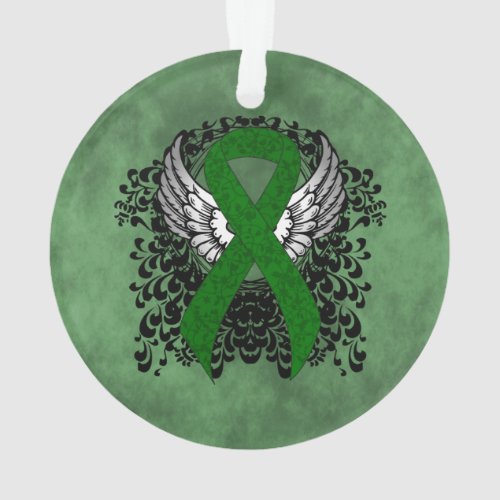 Green Awareness Ribbon with Wings Ornament