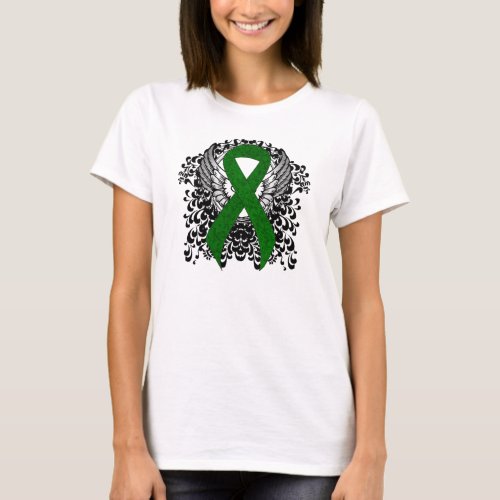 Green Awareness Ribbon with Wings T_Shirt