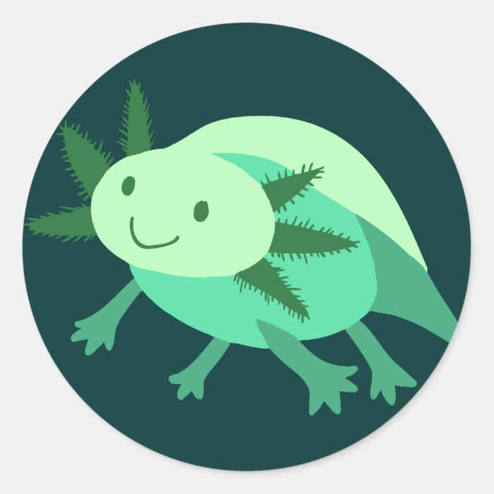 Green Axolotl Round Stickers