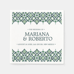 Green Azulejos   Spanish tile border personalized Napkins