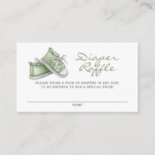 Green Baby Booties Baby Shower Diaper Raffle Enclosure Card