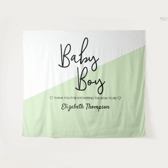 Green Baby Boy Backdrop Welcome sign Baby Shower (Front (Horizontal))