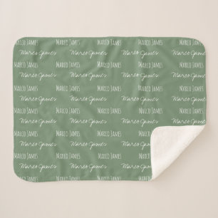 Green Baby Boy Blanket Custom name repeated