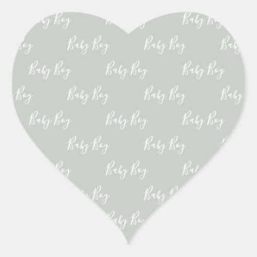 Green Baby Boy Script Heart Sticker