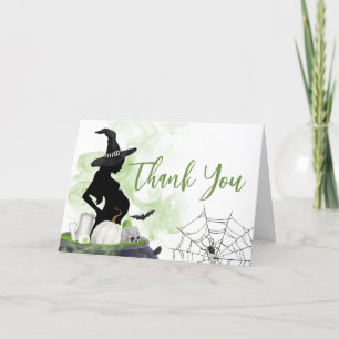 Green Baby Brewing Witch Baby Shower Letterpress Thank You Card