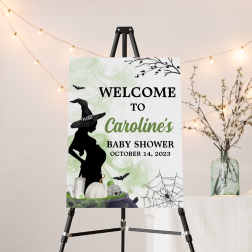 Green Baby Brewing Witch Baby Shower Welcome Sign 