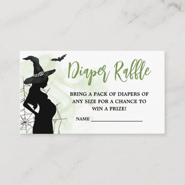 Green Baby Brewing Witch Baby Shower Welcome Sign  Enclosure Card (Front)