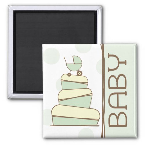 Green Baby Carriage Cake  Magnet