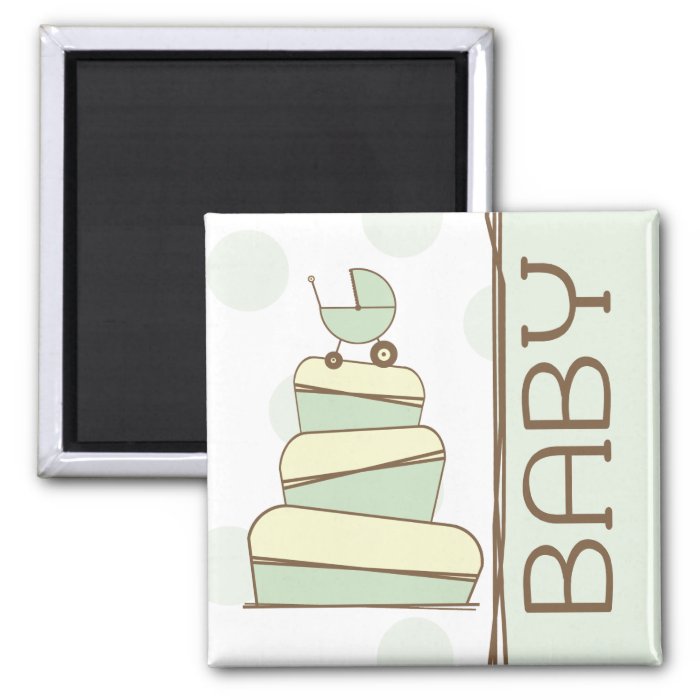 Green Baby Carriage Cake Magnet