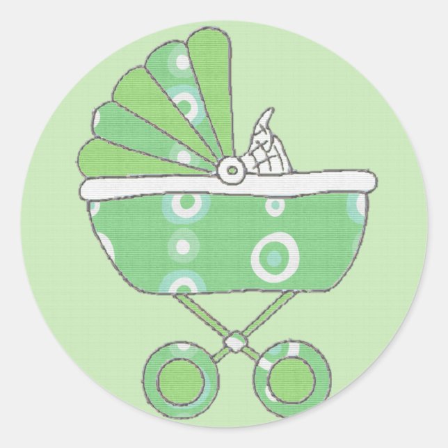 Green Baby Carriage Sticker (Front)