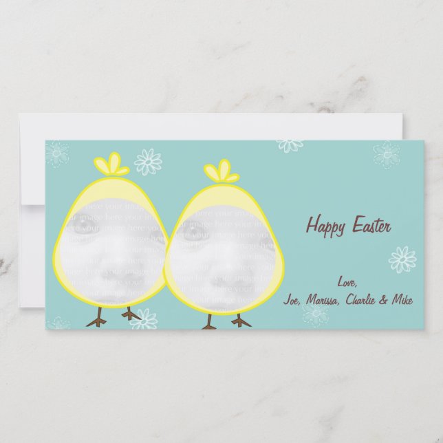 Green Baby Chick Easter Photo Cards (Front)