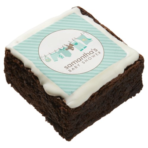 Green Baby Clothesline Neutral Baby Shower Chocolate Brownie