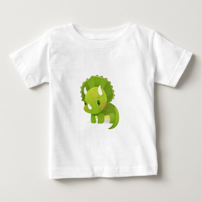 green baby cute dinosaur cartoon baby T-Shirt (Front)