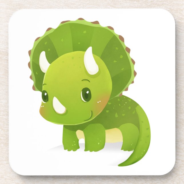 green baby cute dinosaur cartoon drink coaster (Front)