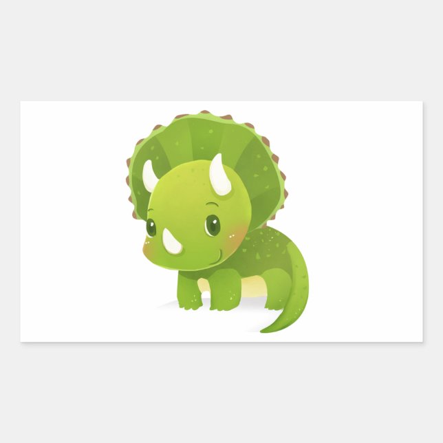 green baby cute dinosaur cartoon rectangular sticker (Front)
