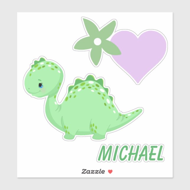 Green Baby Dinosaur Sticker (Sheet)
