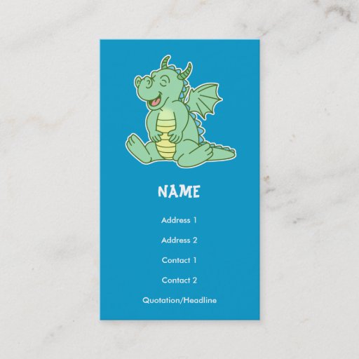 Customizable Green Baby Dragon Play Date/Business Card