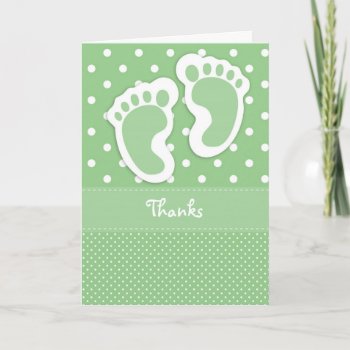 Green Baby Foot Print Thank You Card by Lilleaf at Zazzle