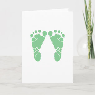 Green baby footprints card