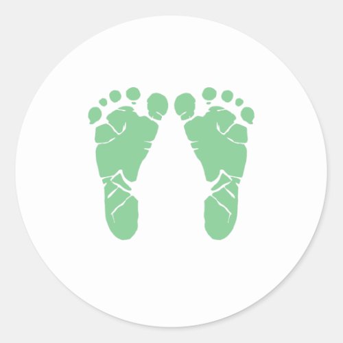 Green baby footprints classic round sticker