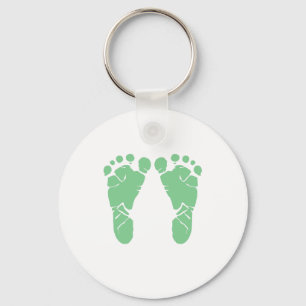 Green baby footprints keychain