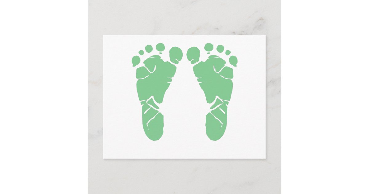 Green baby footprints postcard Zazzle