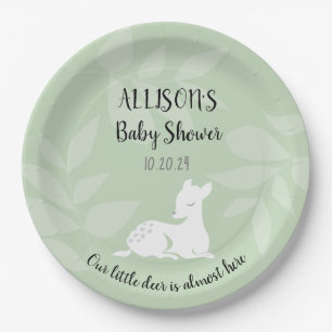GREEN Baby Garden Deer Dear Baby Shower Invite Paper Plates
