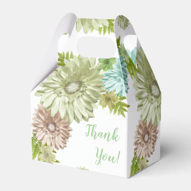 Green Baby In Bloom Brunch Shower Thank You Favor Boxes (Front Side)