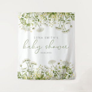 Green Baby In Bloom Floral Baby Shower Backdrop