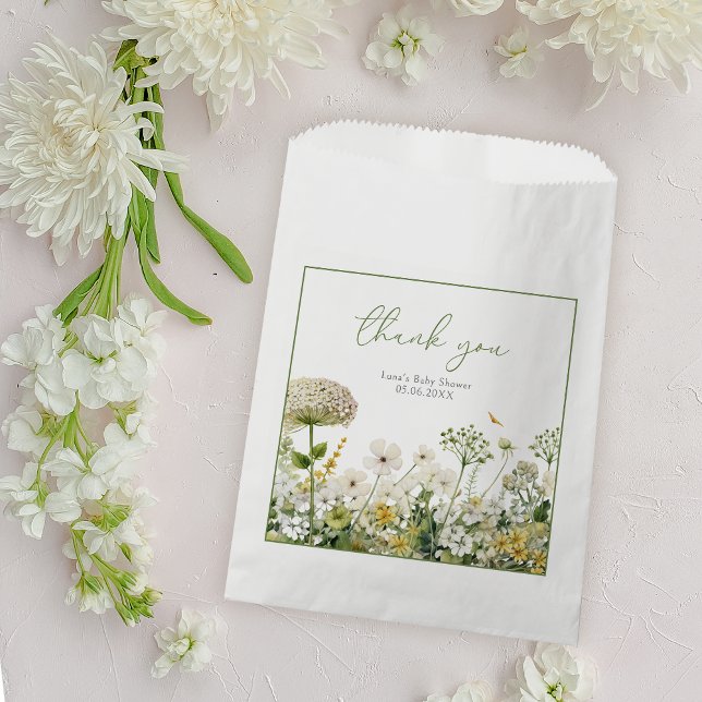 Green Baby In Bloom Floral Wildflower Baby Shower Favor Bag (Creator Uploaded)