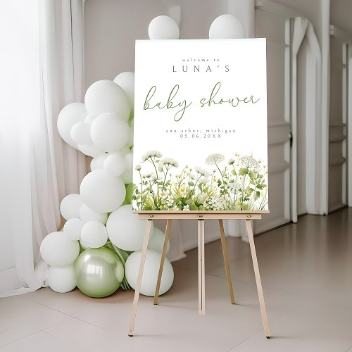 Green Baby In Bloom Floral Wildflower Welcome Foam Board