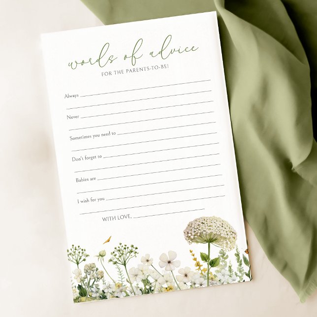 Green Baby In Bloom Wildflower Baby Advice Card (Creator Uploaded)