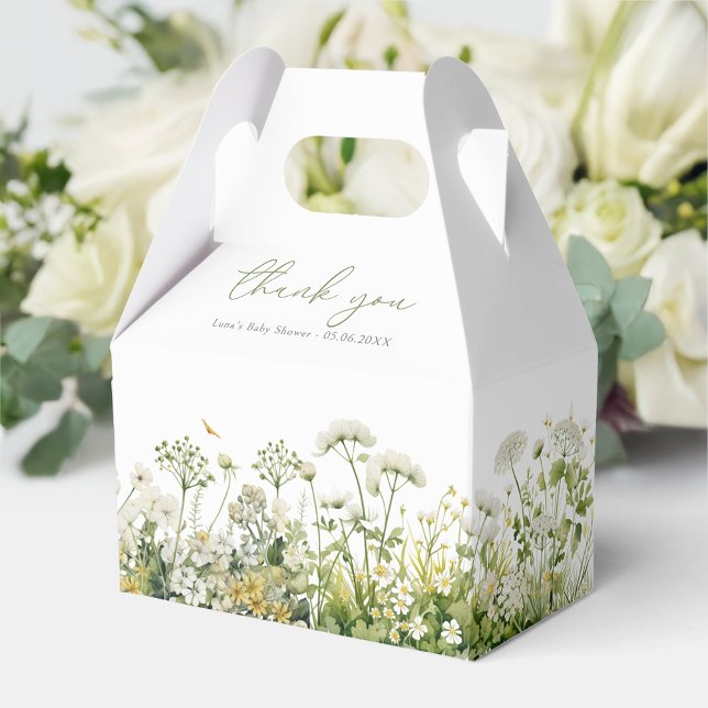 Green Baby In Bloom Wildflower Baby Shower Gable Favor Boxes (Creator Uploaded)