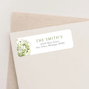 Green Baby In Bloom Wildflower Return Address Label