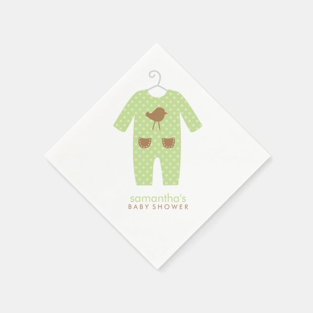 Green Baby Outfit Baby Shower Paper Napkins (Corner)